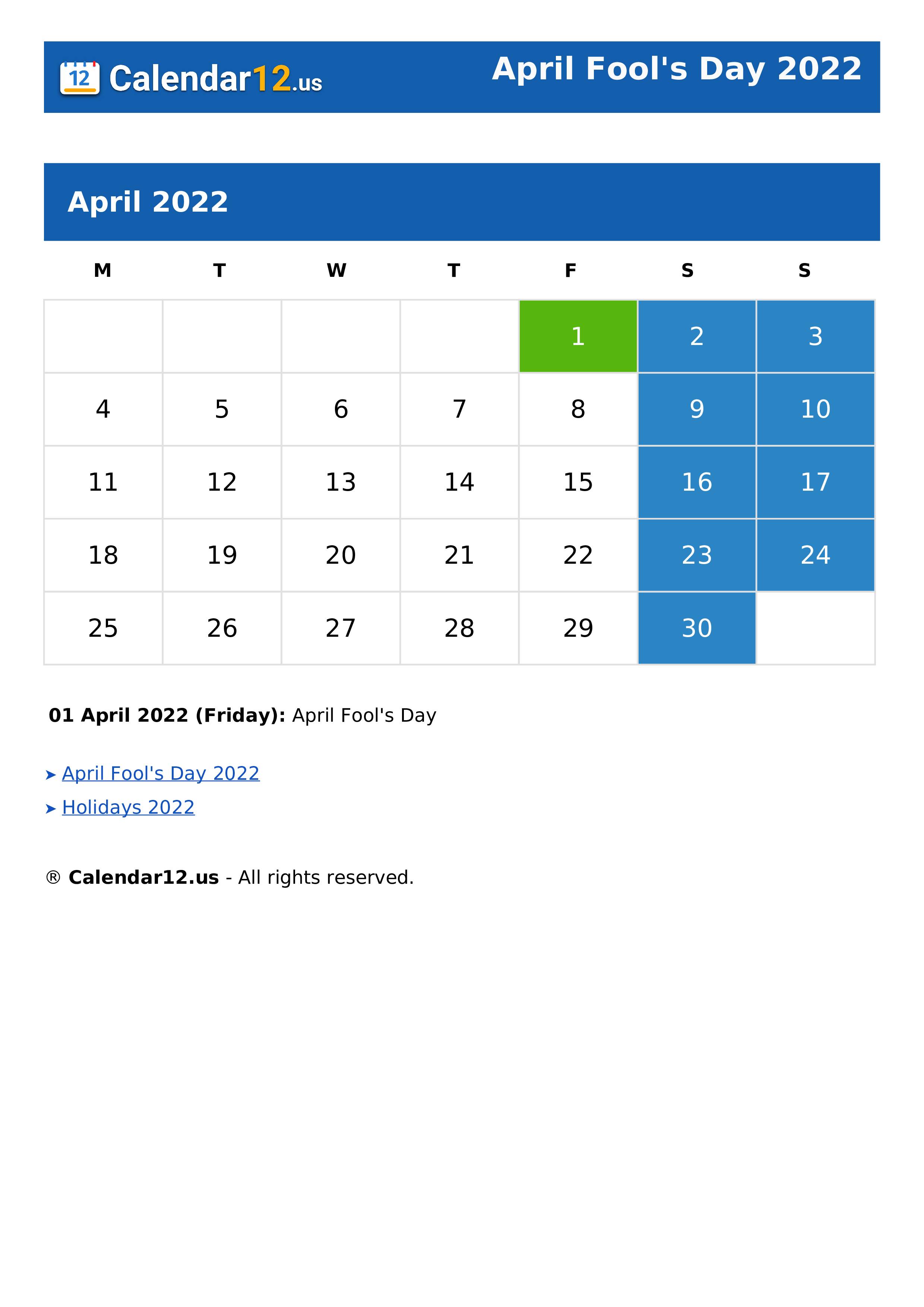 April Fool's Day 2022