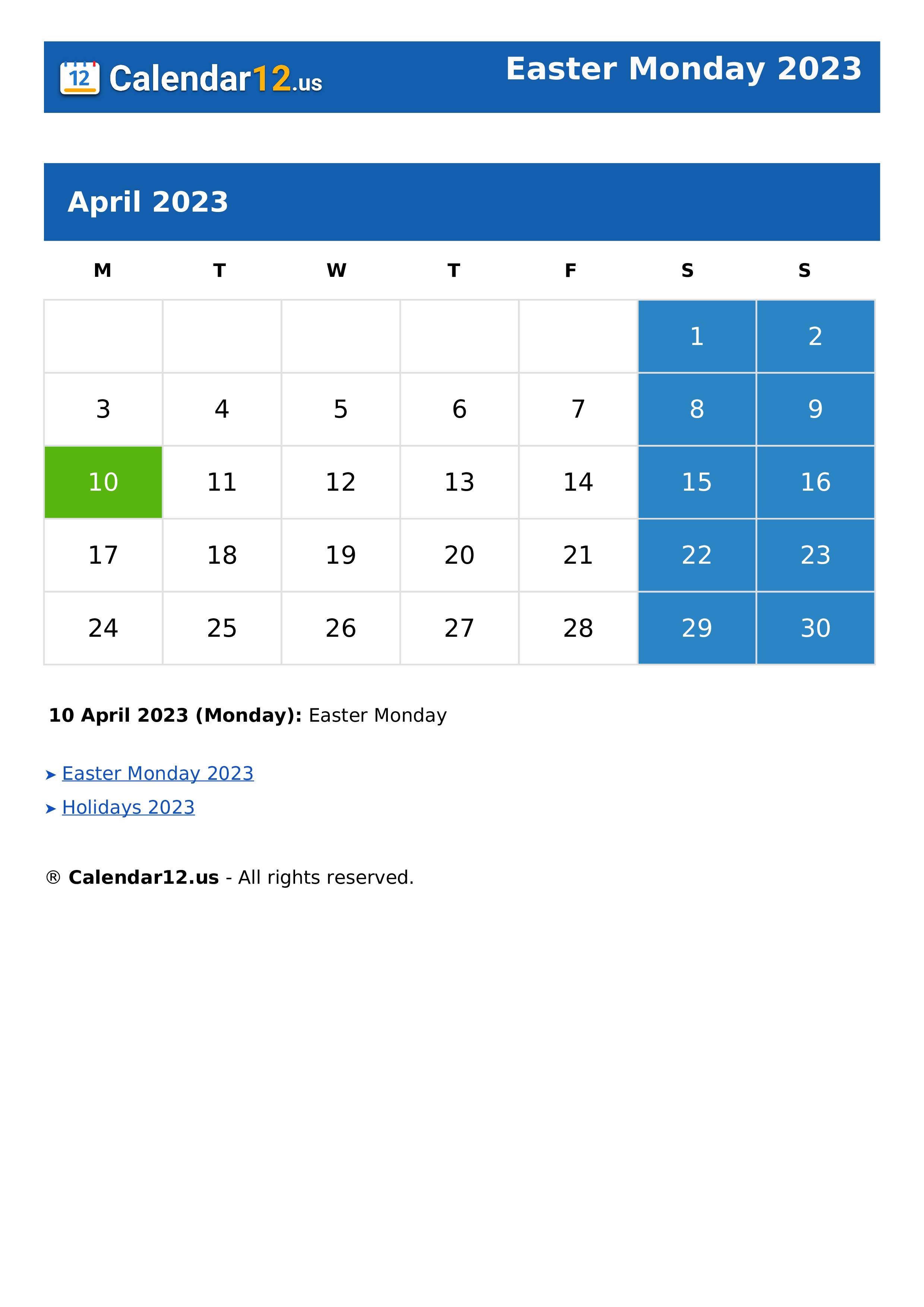 Easter Monday 2023